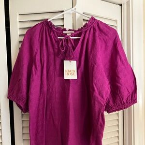 NWT Knox Rose Peasant Blouse in Fuschia